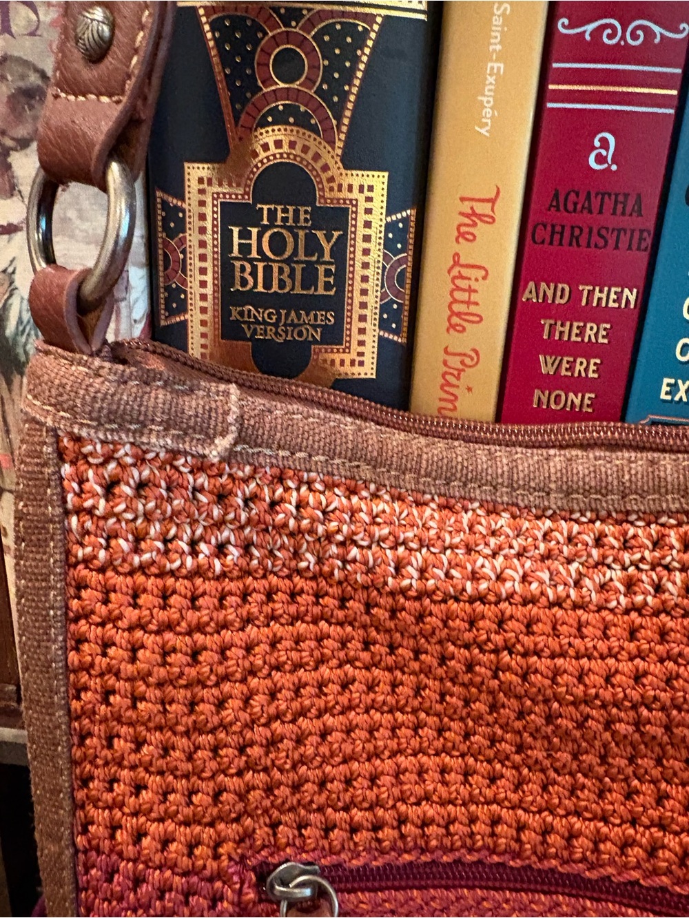 The Sak Crochet Crossbody Bag - Orange to Burgundy - Picture 3 of 5